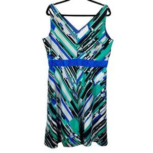 Danny & Nicole Elegant Fit & Flare Sleeveless Textured Twill Knee Length Dress